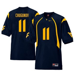 Men's West Virginia Mountaineers NCAA #11 Chris Chugunov Navy Authentic Nike Retro Stitched College Football Jersey AY15E28XD